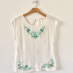 White Lace Embroidered Top